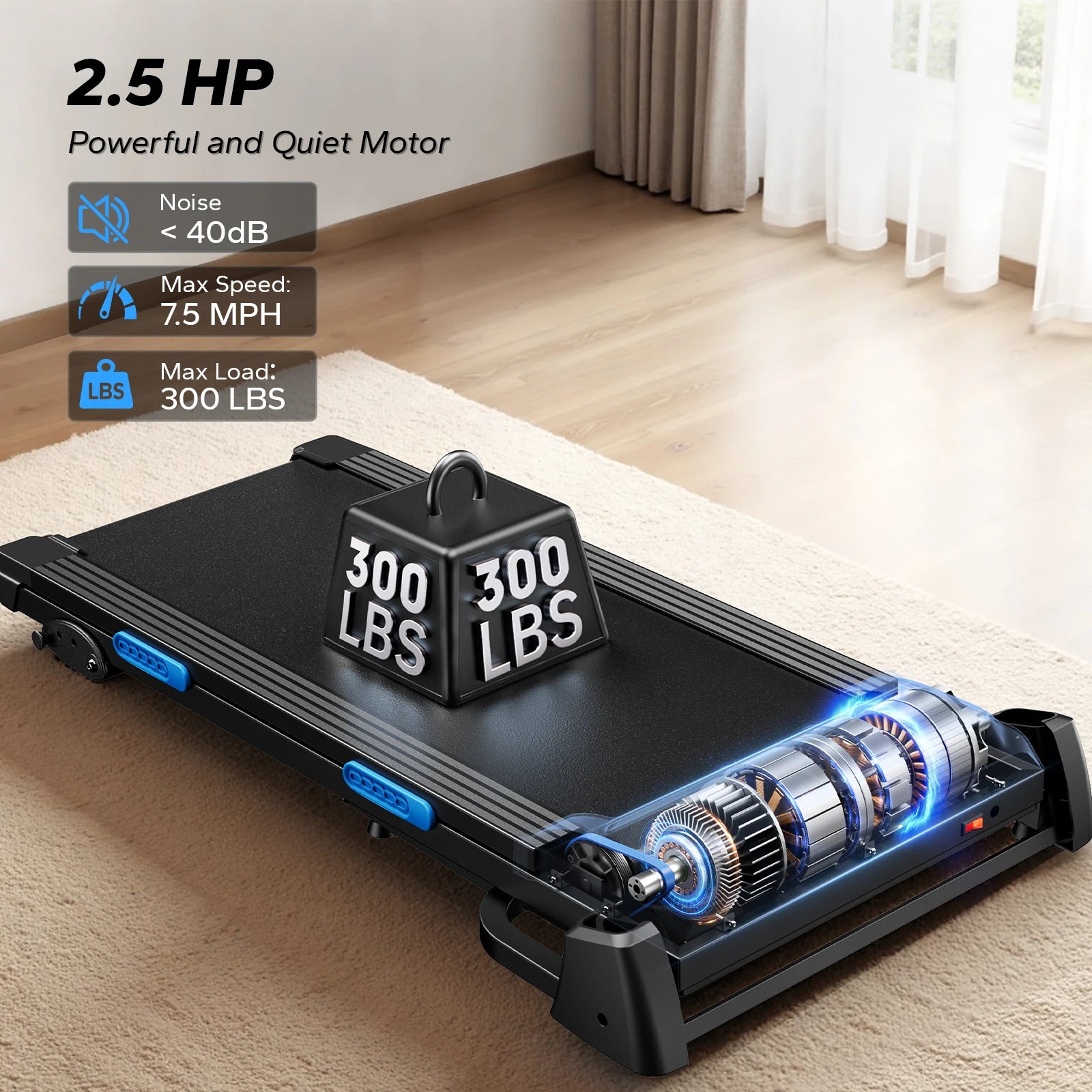 MERACH tapis roulant pliable T12 inclinaison 0.8-12 km/H tapis de marche permettant de gagner de l'espace affichage LED APP surveillance de la fréquence cardiaque 16.5 "ceinture plus large