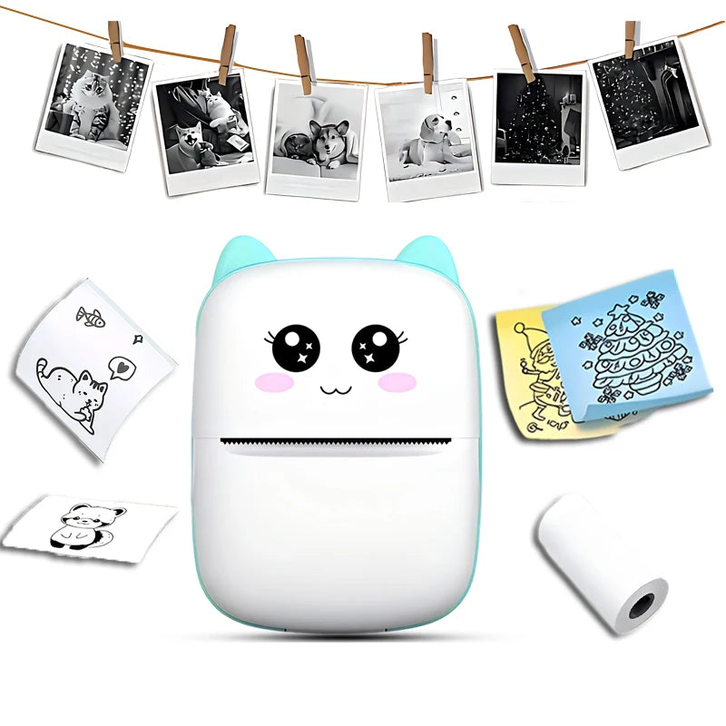 Mini imprimante thermique portable - Impression instantanée, compatible avec iOS/Android, pour photos, étiquettes, notes, sans fil, charge USB