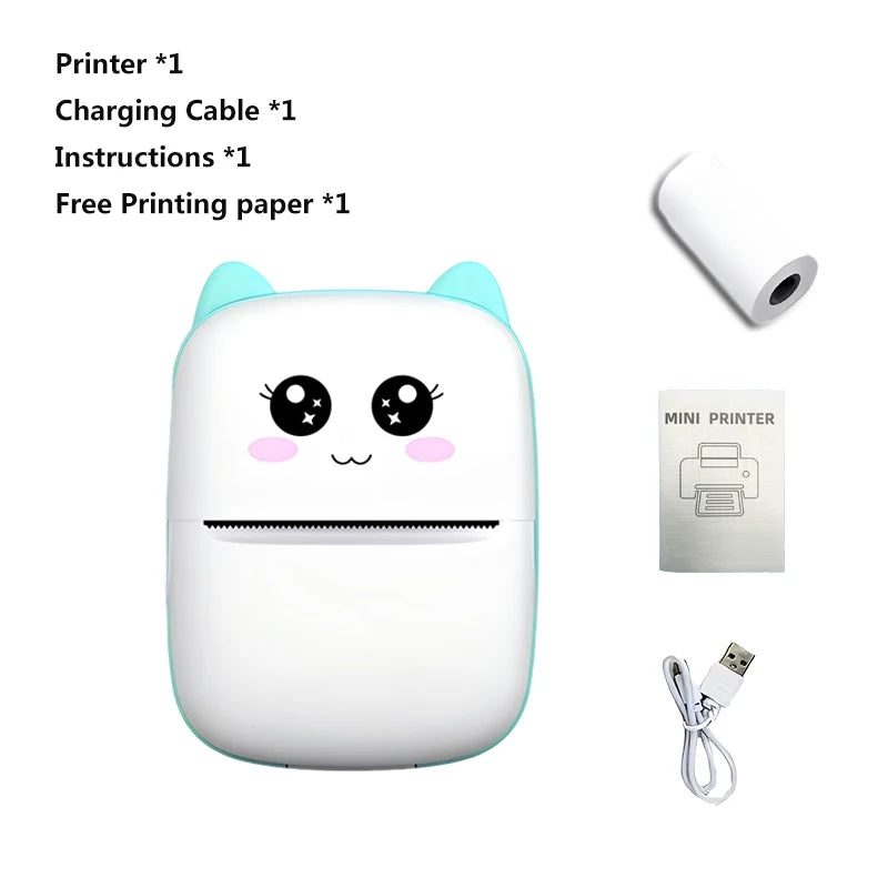 Mini imprimante thermique portable - Impression instantanée, compatible avec iOS/Android, pour photos, étiquettes, notes, sans fil, charge USB