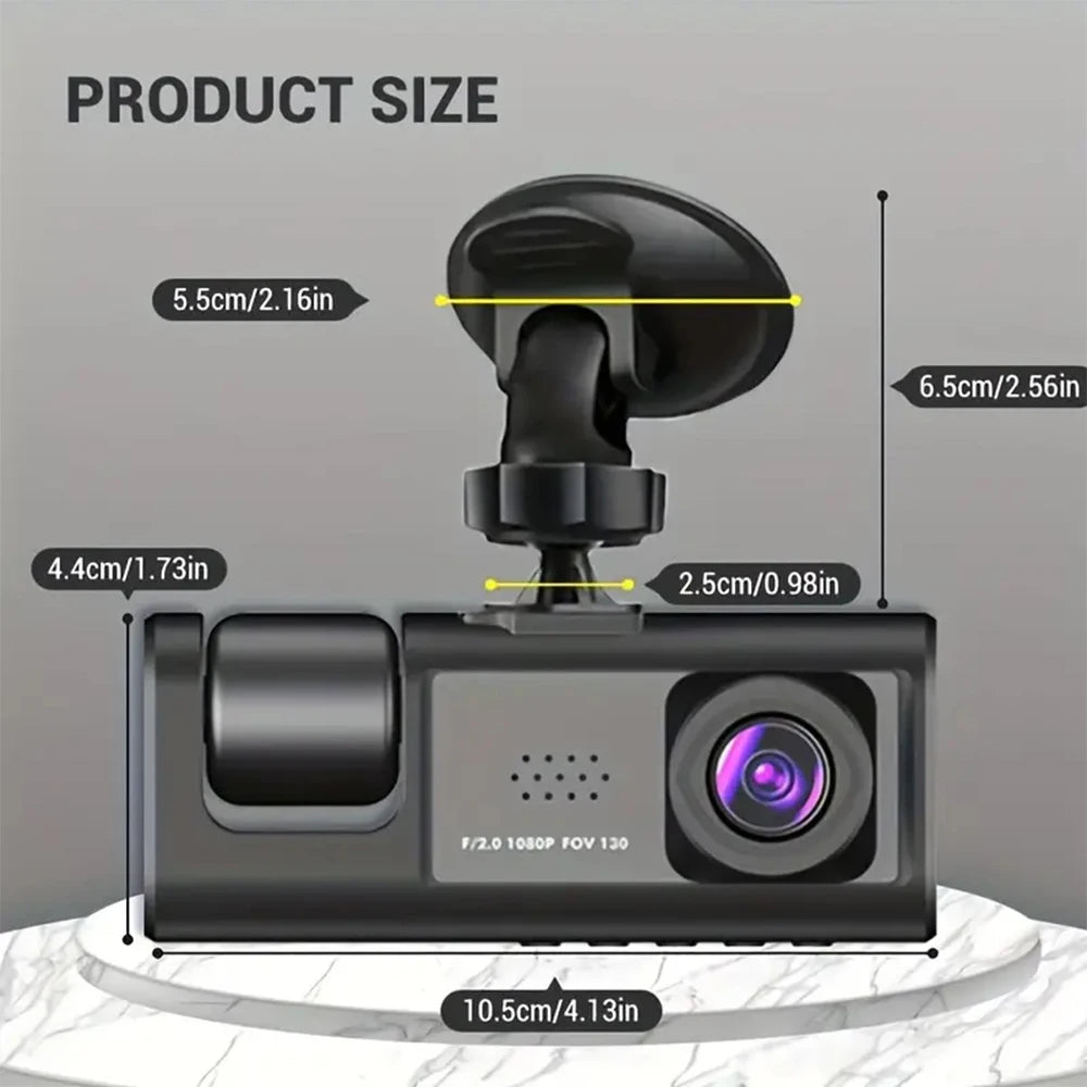 Dashcam 3 Caméras Voiture 1080P – Avant Cockpit Arrière 32Go