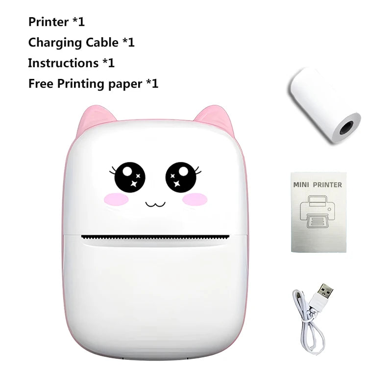 Mini imprimante thermique portable - Impression instantanée, compatible avec iOS/Android, pour photos, étiquettes, notes, sans fil, charge USB