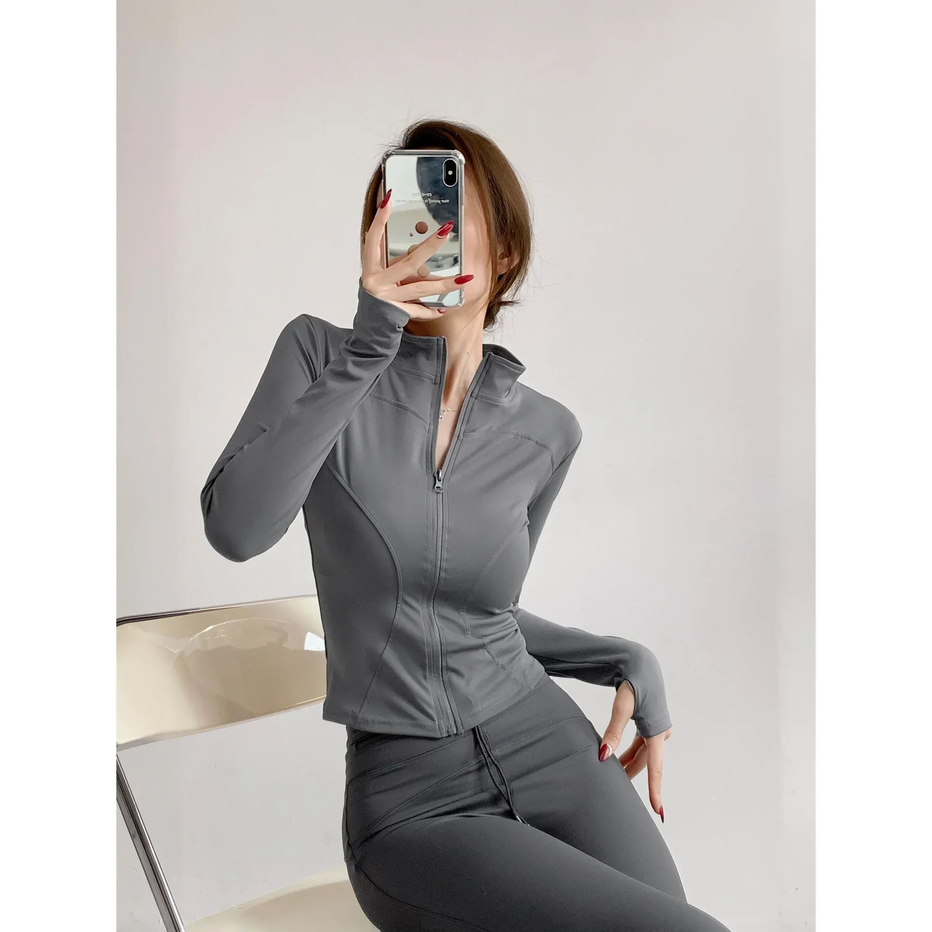 Veste Sport Femme – Séchage Rapide, Fermeture Éclair, Yoga & Course