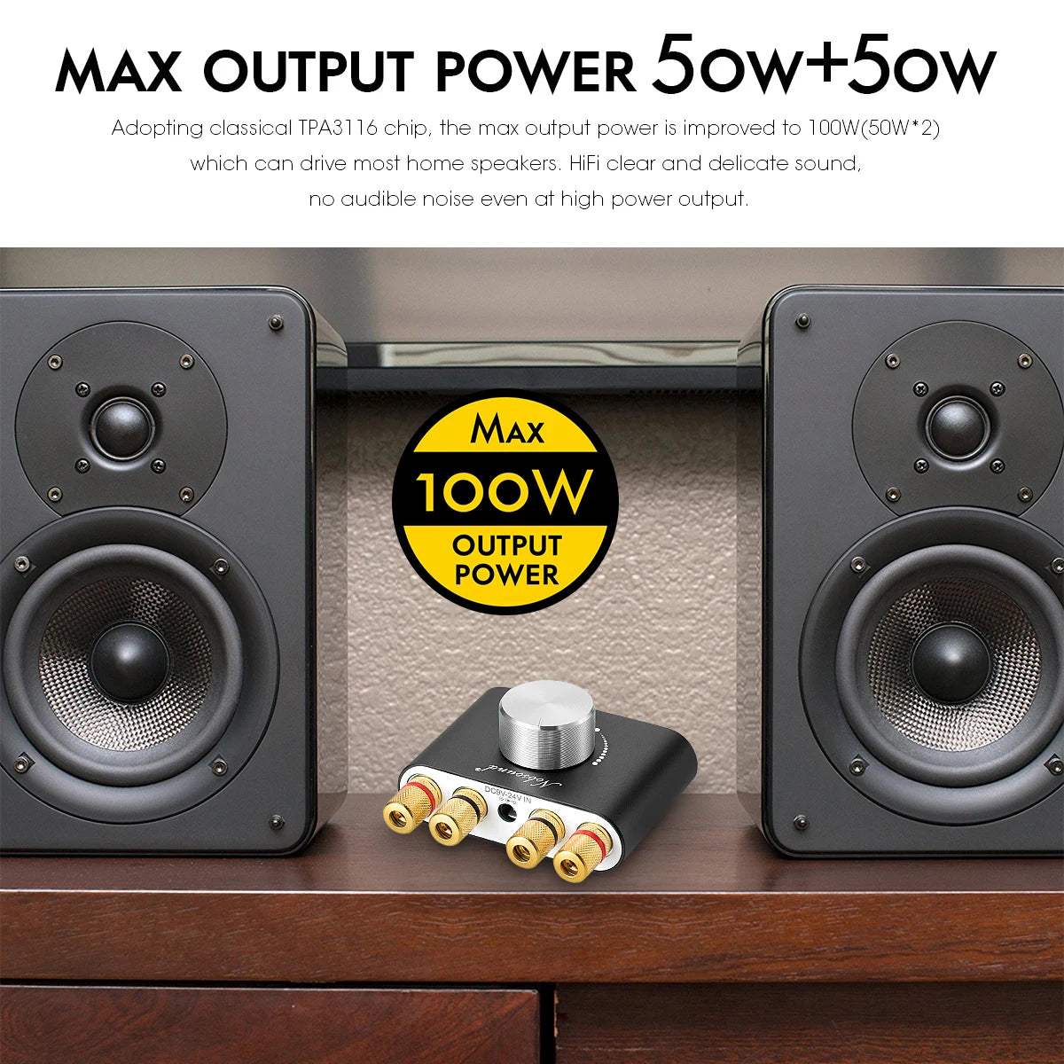 Nobsound-Mini Amplificateur Numérique Bluetooth 5.0 TPA3116, Récepteur Audio Stéréo Hifi, Amplificateur de Puissance 50W + 50W, Amplificateurs de Son de Voiture
