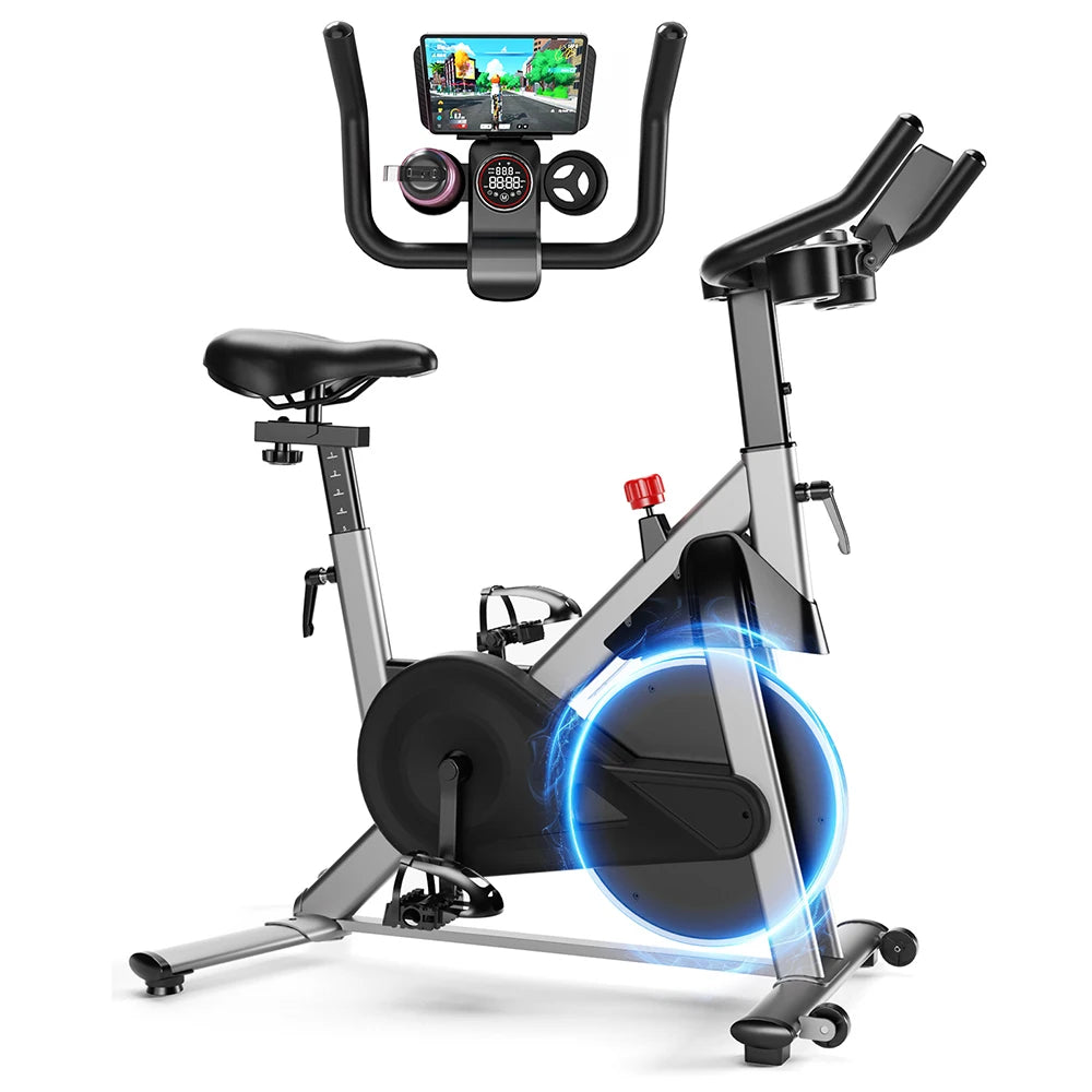 Superun – vélo d'exercice de mise à niveau, vélo d'intérieur à résistance magnétique lisse à 32 niveaux avec support de coussin et moniteur LCD, poids MAX de 300 LBS
