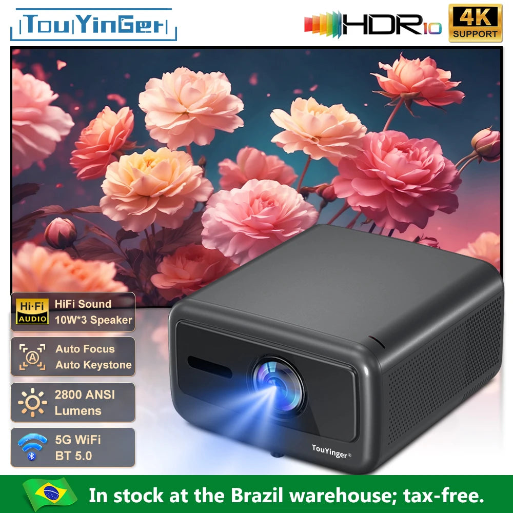 Projecteur de cinéma maison intelligent Touyinger Q12W Pro 2800ANSI Full HD 4K à double écran Wifi Bluetooth