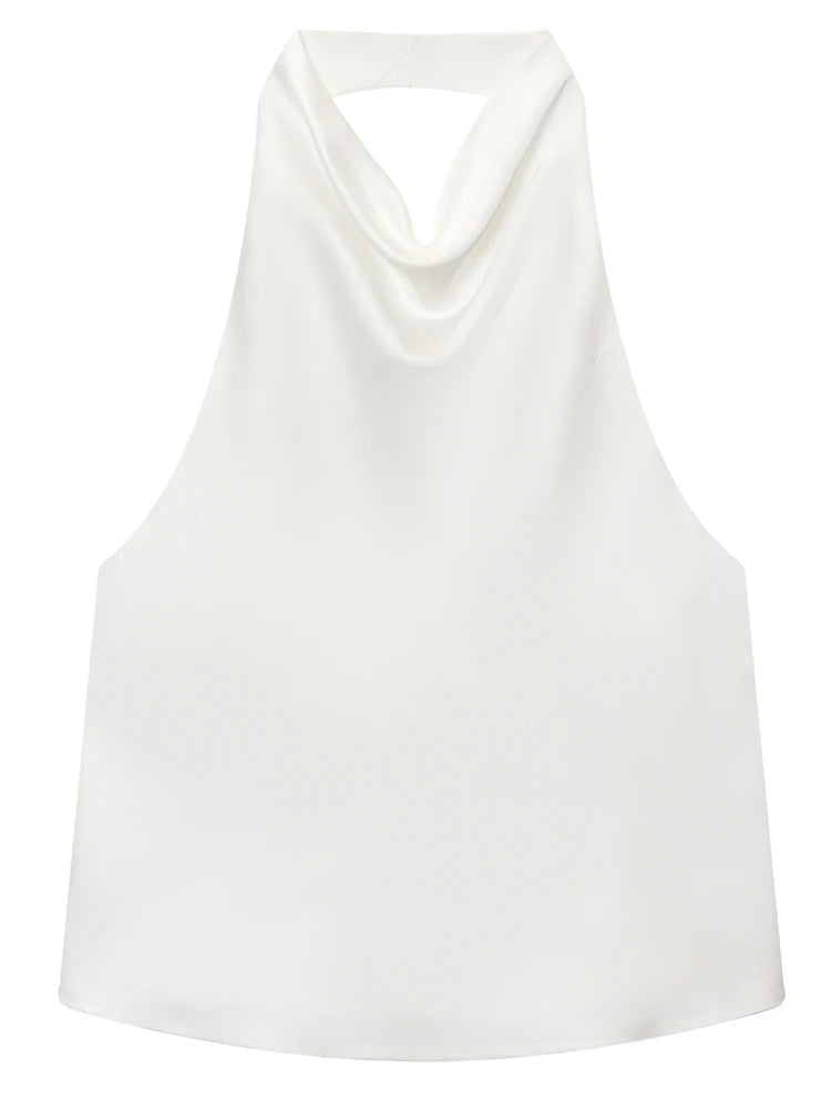 Top Satin Dos Nu Femme – Licou, Élégant, Été