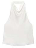 Top Satin Dos Nu Femme – Licou, Élégant, Été
