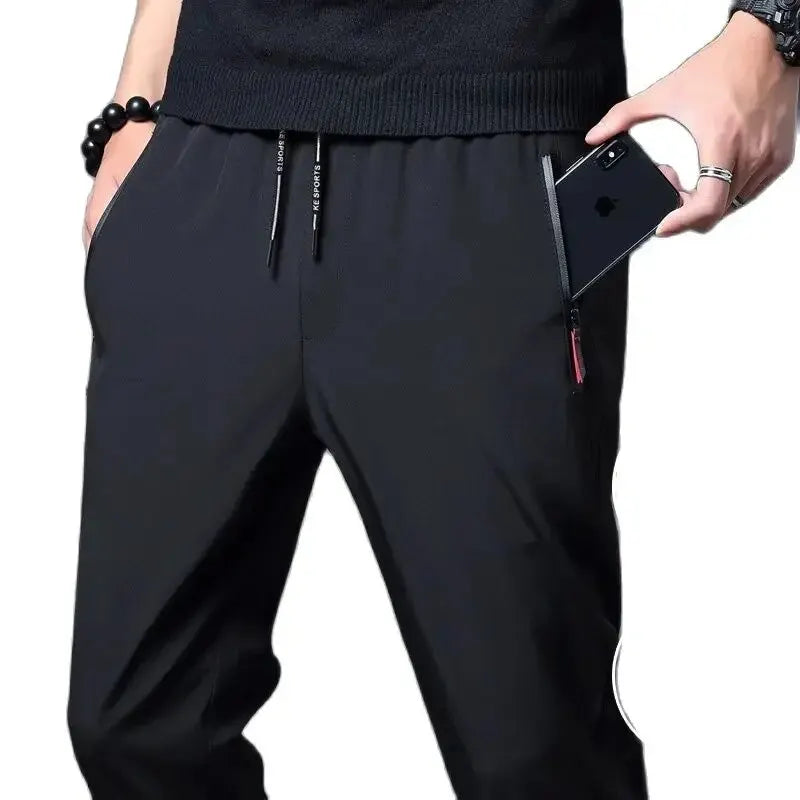 Pantalon Décontracté Homme – Coupe Slim, Taille Élastique, Grande Taille