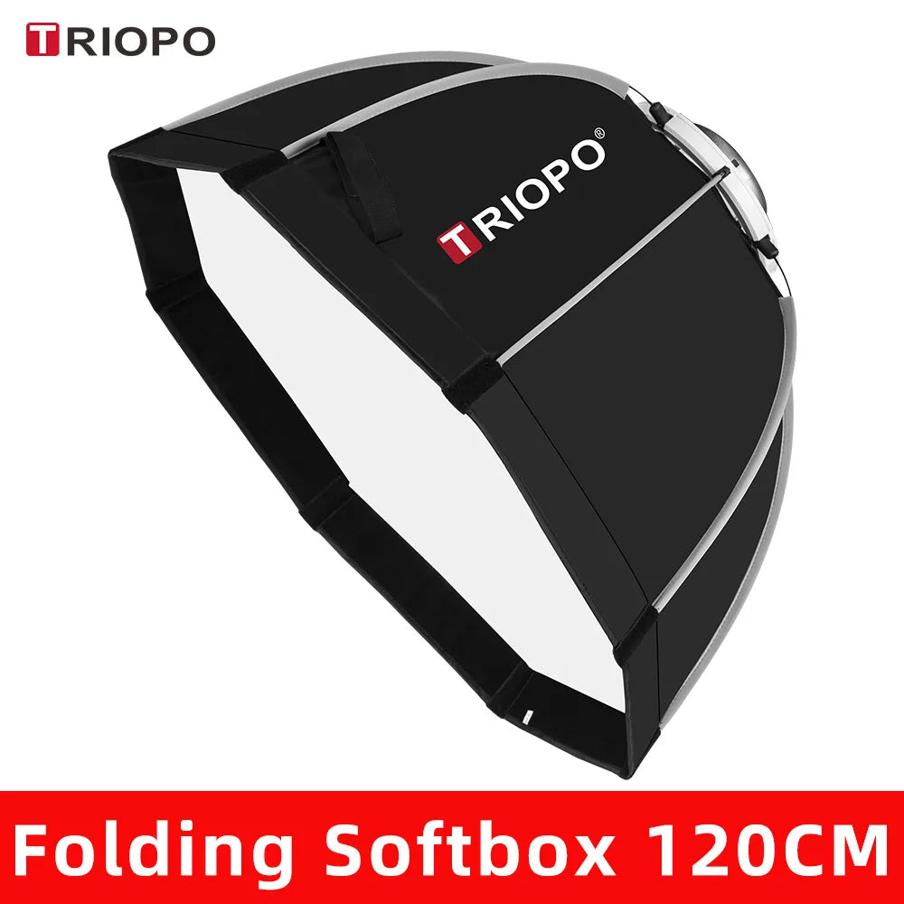 TRIOPO 55cm 65cm 90cm 120cm Foldable Octagon Softbox – boîte à lumière octogonale pliable, support Bowens pour Sokani X100 coldor CL60 Godox Aputure, lumière vidéo LED, 55cm 65cm 90cm 120cm