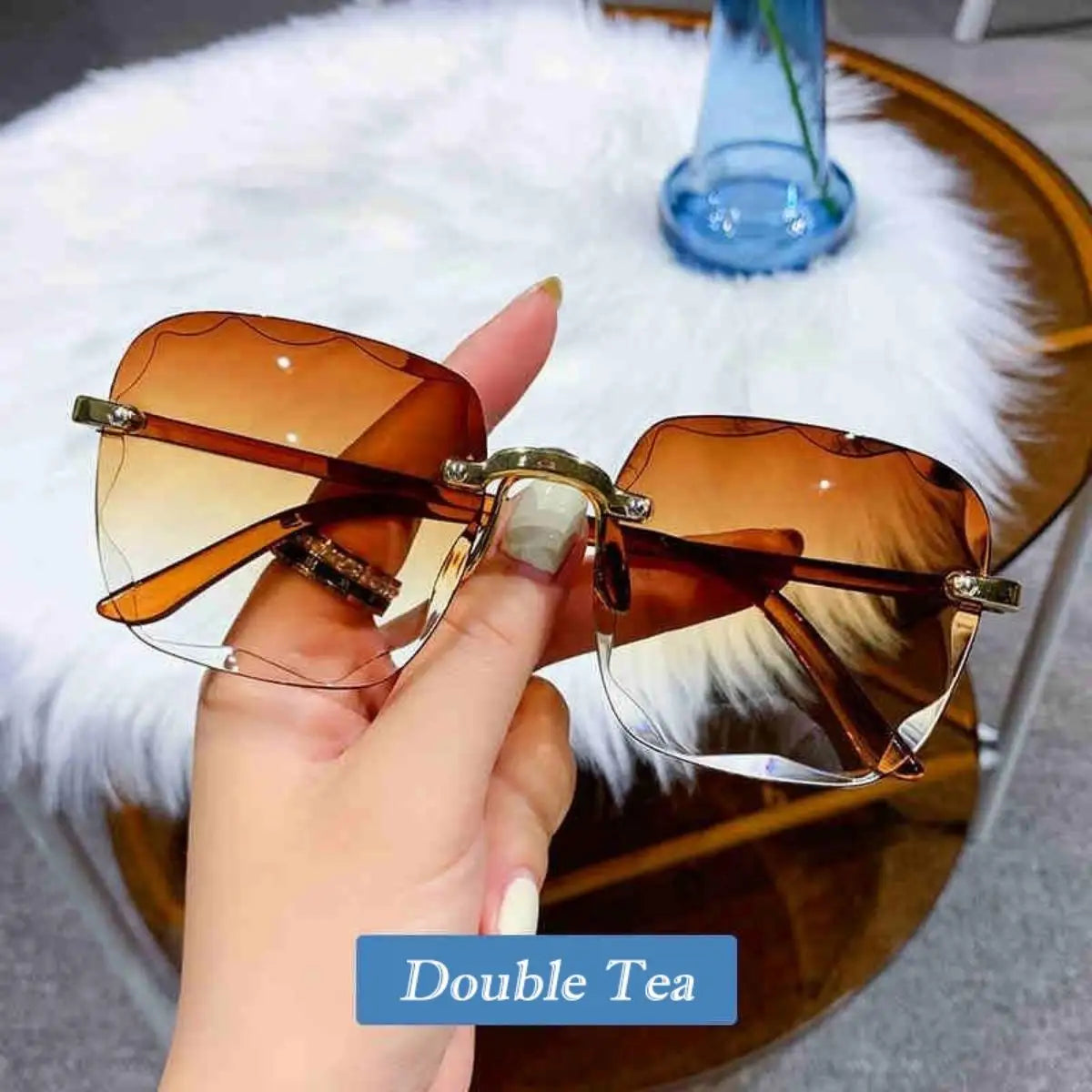 Lunettes de soleil sans monture Y2K, dégradées, mode coréenne, hip-hop, anti-ultraviolets, élégantes, de luxe, pour voyages en plein air, pour femmes et unisexe