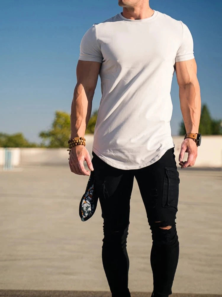T-shirt de Fitness musculaire été hommes athloisir entraînement à manches courtes T-shirt de haute qualité coton hommes T-shirt Gym Sport chemise hauts