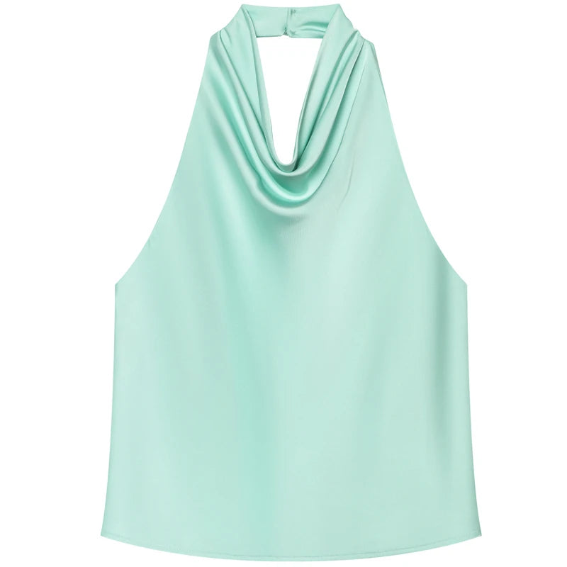 Top Satin Dos Nu Femme – Licou, Élégant, Été