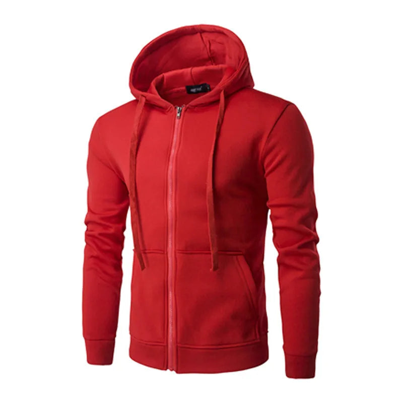 Veste à Capuche Slim Homme – Fermeture Éclair, Automne