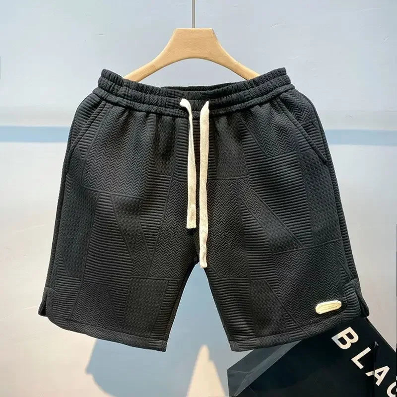 Shorts pour hommes quatre saisons course court pour hommes décontracté Jogging pantalons courts motif ondulé couleur unie cordon homme Shorts de sport