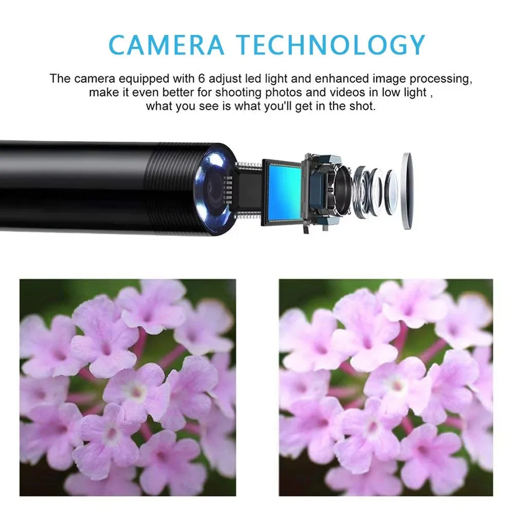 Caméra endoscopique Type-C 5,5/7,0 mm, étanche IP67, avec 6 LED réglables, USB Android, boroscope d'inspection flexible pour téléphone et PC