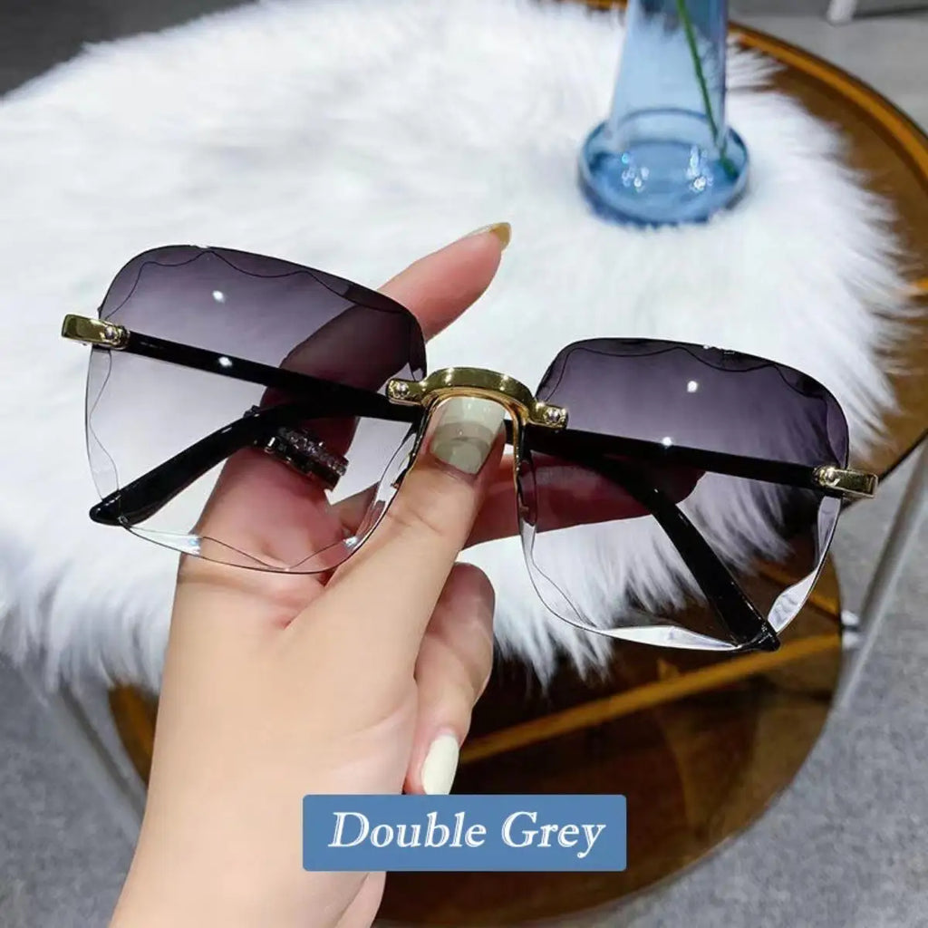 Lunettes de soleil sans monture Y2K, dégradées, mode coréenne, hip-hop, anti-ultraviolets, élégantes, de luxe, pour voyages en plein air, pour femmes et unisexe