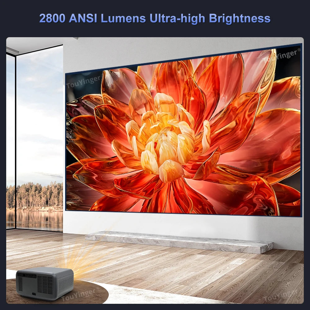 Projecteur de cinéma maison intelligent Touyinger Q12W Pro 2800ANSI Full HD 4K à double écran Wifi Bluetooth