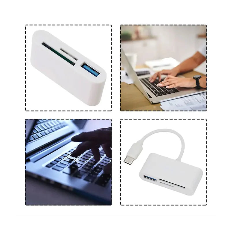 Lecteur de carte SD USB C, lecteur de carte mémoire USB C vers Micro SD TF, adaptateur de lecteur de carte d'appareil photo USB 3 en 1