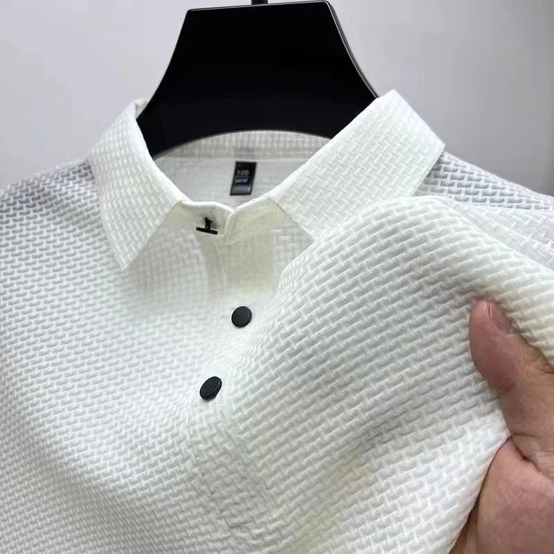 Polo décontracté à manches courtes pour hommes, chemise d'affaires, haut polyvalent, respirant, confortable, été, document solide, Sophia Flower, mode, nouveau