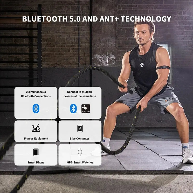 COOSPO HW9 brassard moniteur de fréquence cardiaque avec Zones HR/capteur HRM de calories pour le cyclisme de fitness BLE5.0 ANT + pour Peloton,Zwift,Wahoo