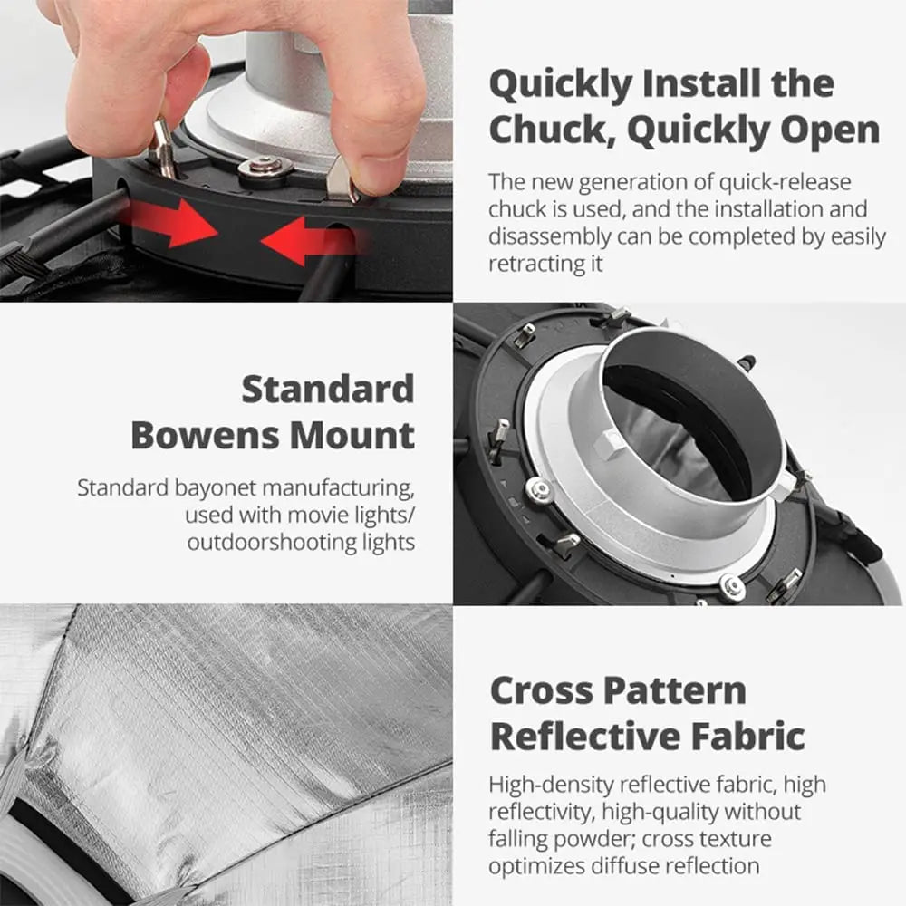 TRIOPO 55cm 65cm 90cm 120cm Foldable Octagon Softbox – boîte à lumière octogonale pliable, support Bowens pour Sokani X100 coldor CL60 Godox Aputure, lumière vidéo LED, 55cm 65cm 90cm 120cm