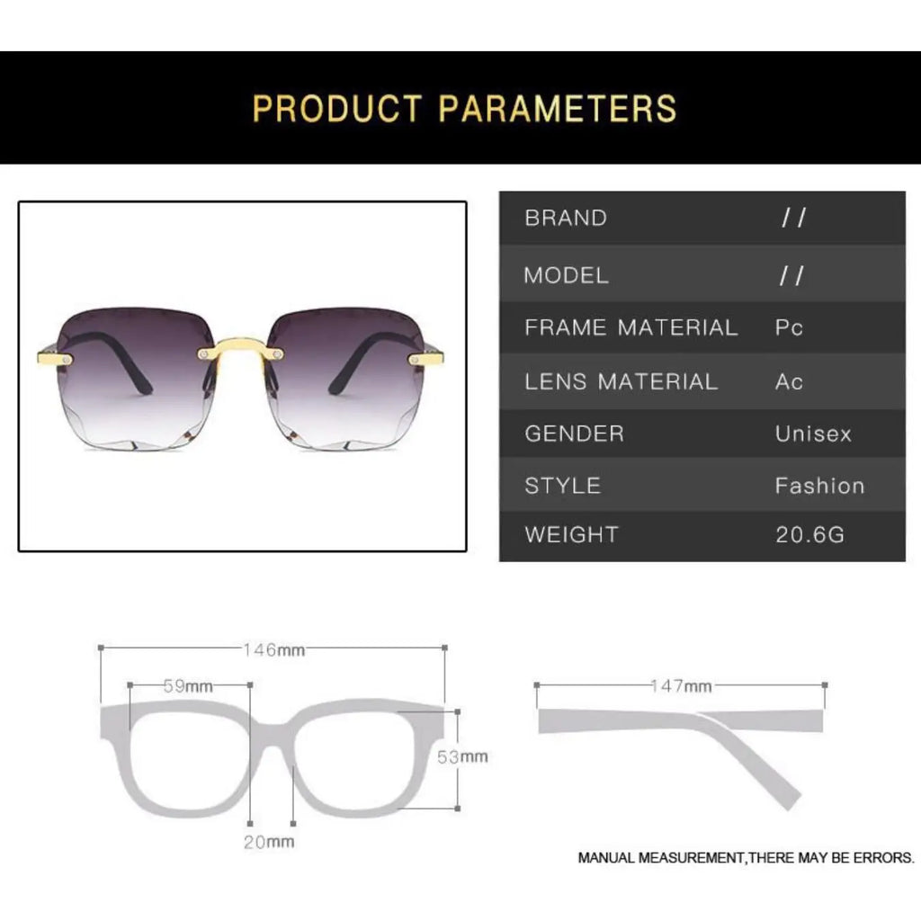 Lunettes de soleil sans monture Y2K, dégradées, mode coréenne, hip-hop, anti-ultraviolets, élégantes, de luxe, pour voyages en plein air, pour femmes et unisexe
