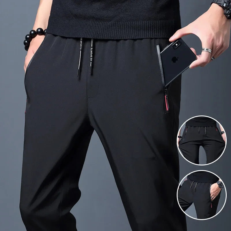 Pantalon Décontracté Homme – Coupe Slim, Taille Élastique, Grande Taille