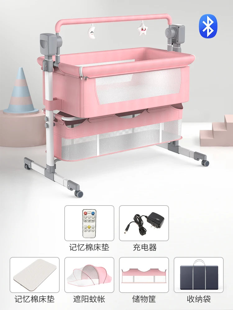Lit bébé électrique berceau Bluetooth luxe Portable bébé facile à nettoyer lit de voyage avec matelas berceau pour nouveau-nés lit bébé