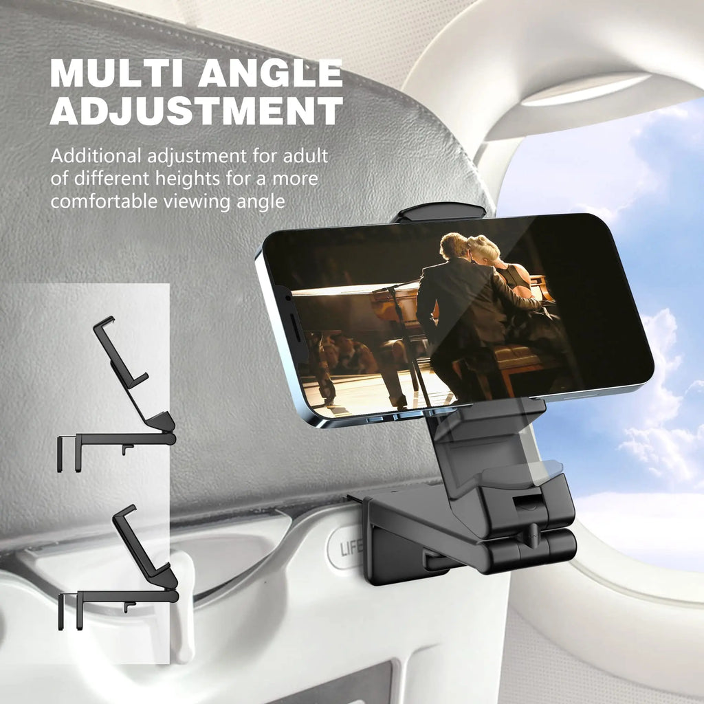 Support de téléphone portable pliable et réglable pour avion, support de voyage rotatif multifonctionnel pour avion, train, bureau, siège, support pour selfie