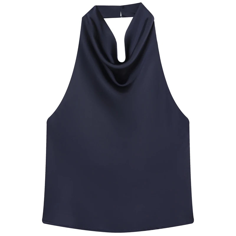 Top Satin Dos Nu Femme – Licou, Élégant, Été
