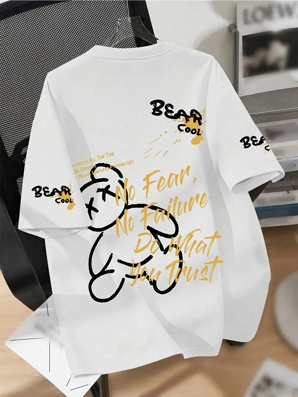 T-shirt Homme Imprimé Ours – Décontracté, Idée Cadeau