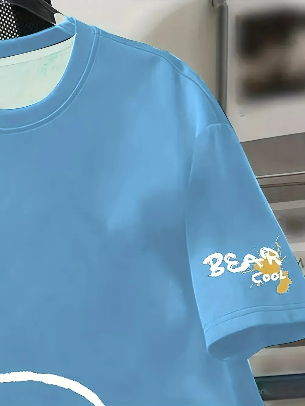 T-shirt Homme Imprimé Ours – Décontracté, Idée Cadeau