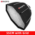 TRIOPO 55cm 65cm 90cm 120cm Foldable Octagon Softbox – boîte à lumière octogonale pliable, support Bowens pour Sokani X100 coldor CL60 Godox Aputure, lumière vidéo LED, 55cm 65cm 90cm 120cm