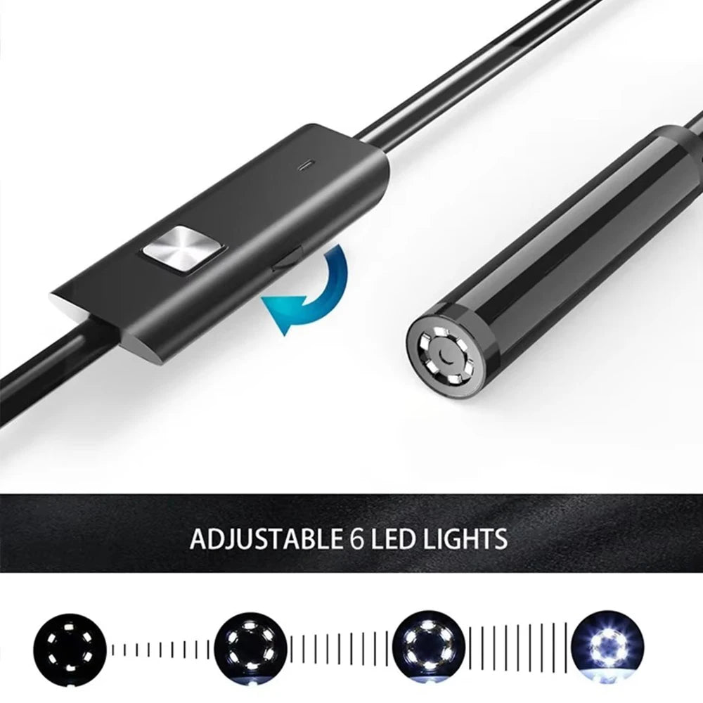 Caméra endoscopique Type-C 5,5/7,0 mm, étanche IP67, avec 6 LED réglables, USB Android, boroscope d'inspection flexible pour téléphone et PC