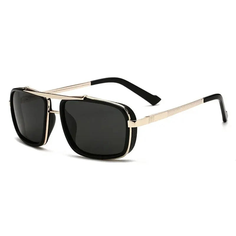 Happator-Lunettes de soleil à double faisceau pour hommes, Punk Square, UV400, Nouveau