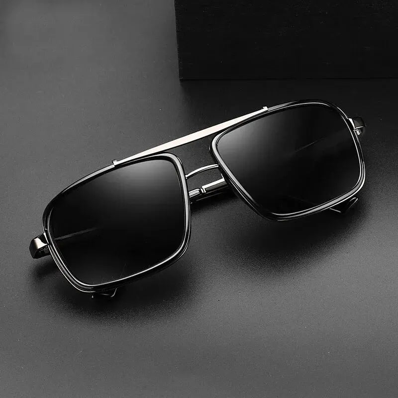 Happator-Lunettes de soleil à double faisceau pour hommes, Punk Square, UV400, Nouveau