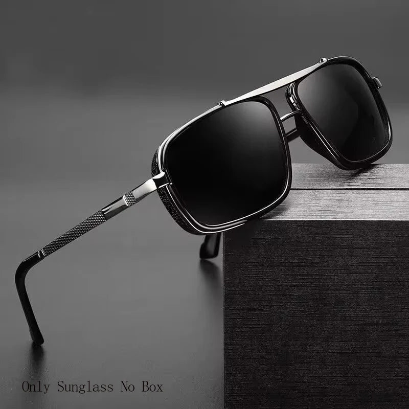 Happator-Lunettes de soleil à double faisceau pour hommes, Punk Square, UV400, Nouveau