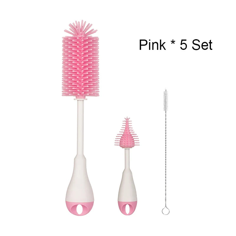 360 degrés Rotation 3 en 1 Silicone biberon sucette brosse lavage eau tasse conteneur paille nettoyage brosse ensemble