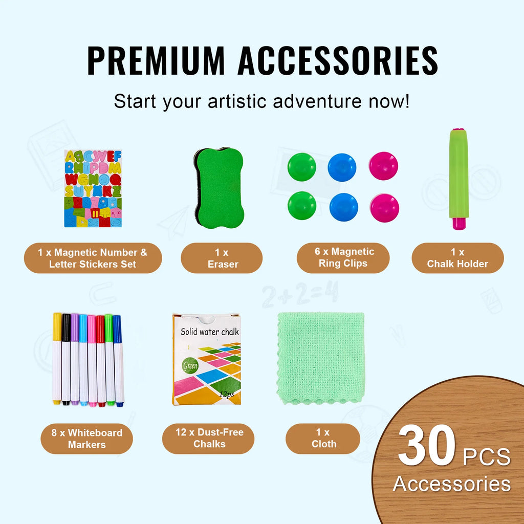 SucceBuy – planche à dessin magnétique sur pied, chevalet d'art avec accessoires de peinture, jouets éducatifs pour enfants, garçons et filles
