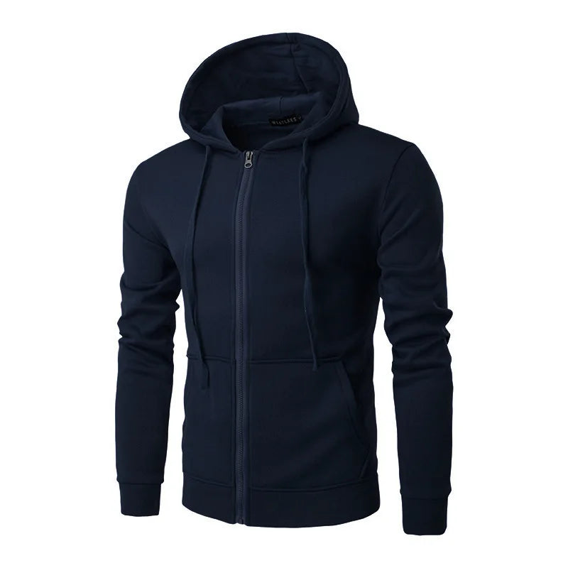Veste à Capuche Slim Homme – Fermeture Éclair, Automne