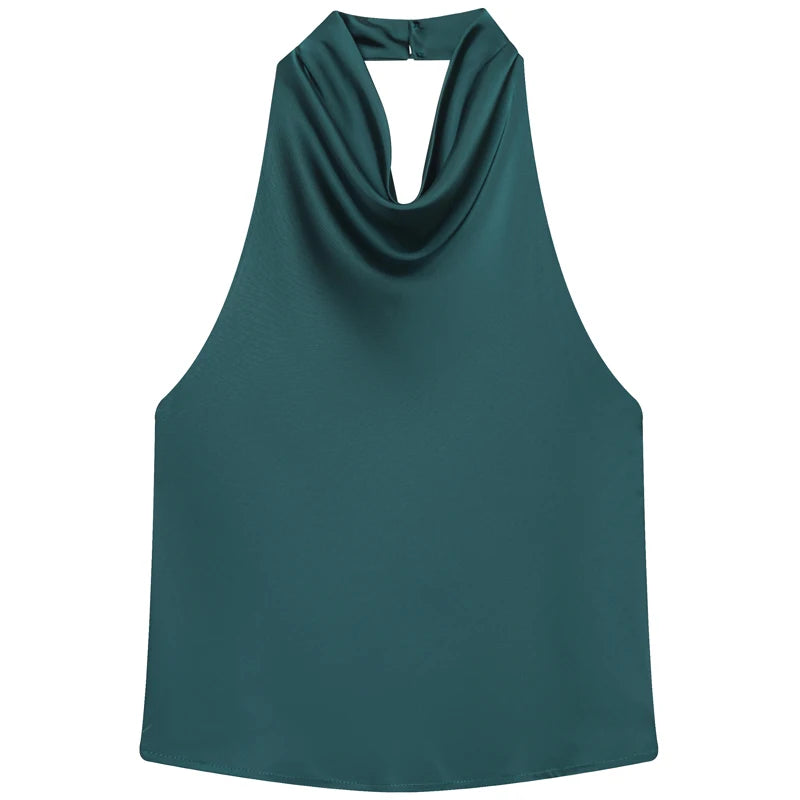 Top Satin Dos Nu Femme – Licou, Élégant, Été