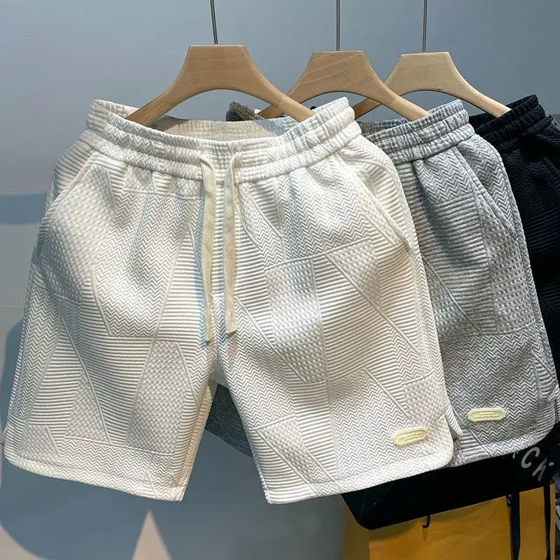 Shorts pour hommes quatre saisons course court pour hommes décontracté Jogging pantalons courts motif ondulé couleur unie cordon homme Shorts de sport