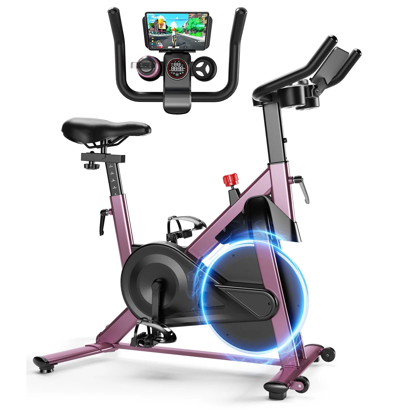 Superun – vélo d'exercice de mise à niveau, vélo d'intérieur à résistance magnétique lisse à 32 niveaux avec support de coussin et moniteur LCD, poids MAX de 300 LBS