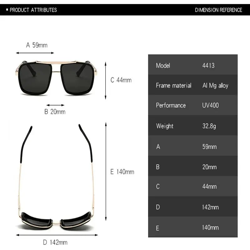 Happator-Lunettes de soleil à double faisceau pour hommes, Punk Square, UV400, Nouveau