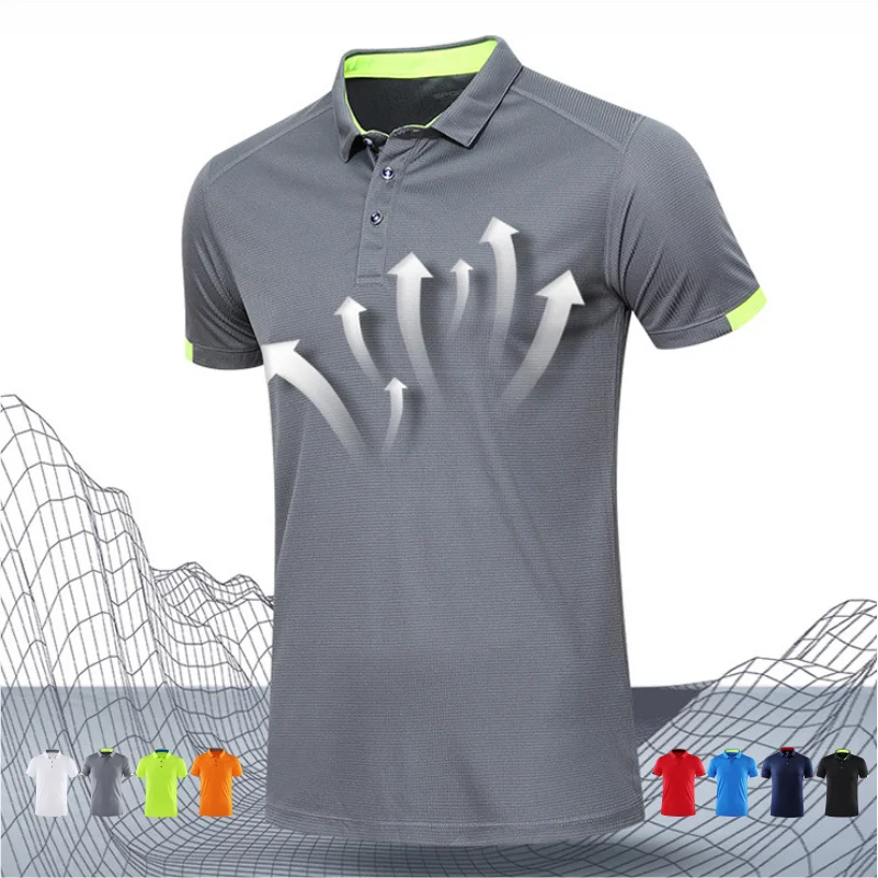 Polo d'été à manches courtes à séchage rapide, maillot de Golf, groupe d'entreprise, respirant, Fitness, revers, manches de sport, 8 couleurs, grand haut