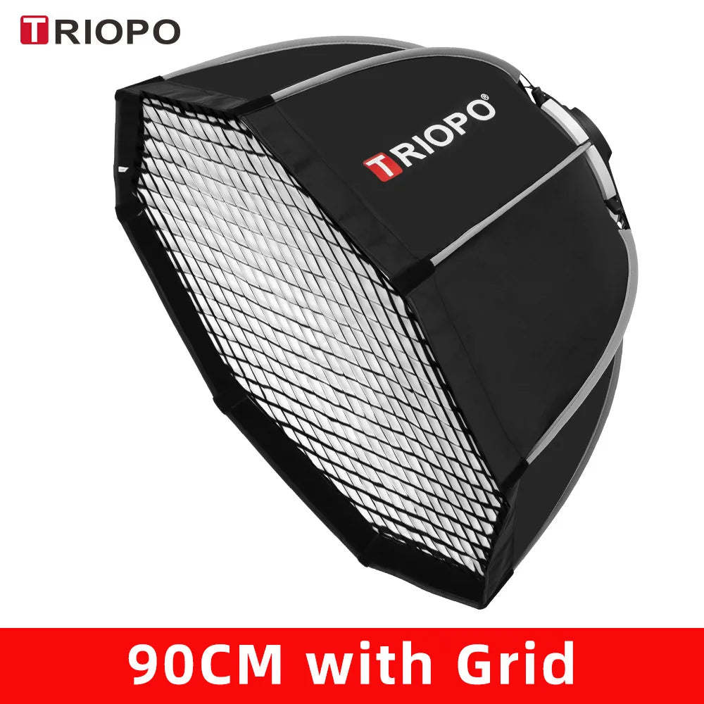 TRIOPO 55cm 65cm 90cm 120cm Foldable Octagon Softbox – boîte à lumière octogonale pliable, support Bowens pour Sokani X100 coldor CL60 Godox Aputure, lumière vidéo LED, 55cm 65cm 90cm 120cm
