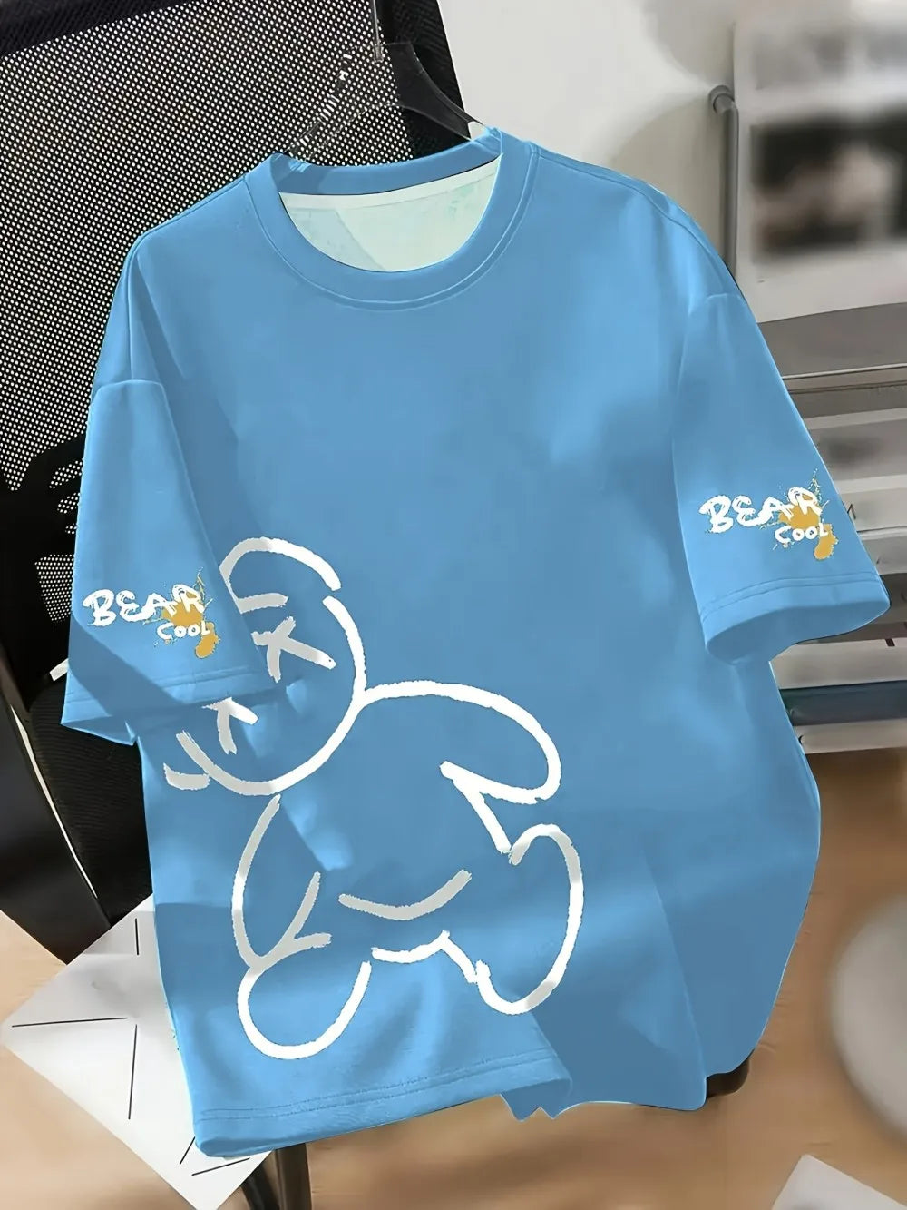 T-shirt Homme Imprimé Ours – Décontracté, Idée Cadeau