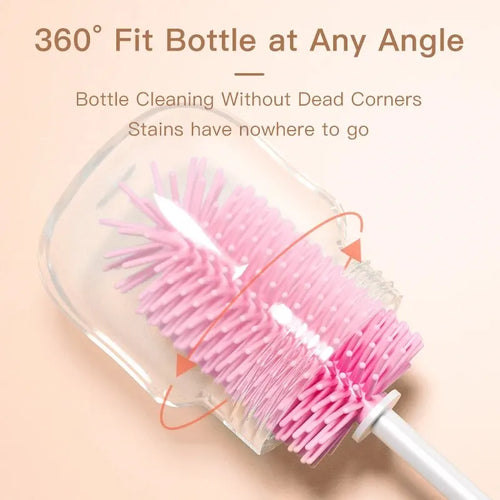 360 degrés Rotation 3 en 1 Silicone biberon sucette brosse lavage eau tasse conteneur paille nettoyage brosse ensemble