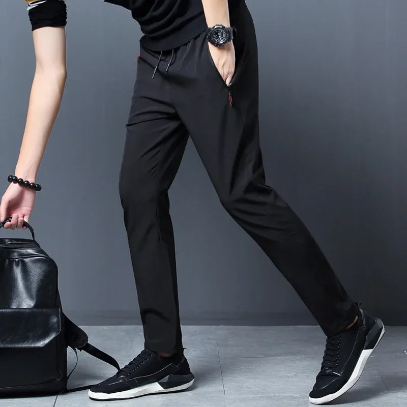 Pantalon Décontracté Homme – Coupe Slim, Taille Élastique, Grande Taille