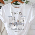 T-shirt Paris Femme – Imprimé Vintage, Manches Courtes, Été
